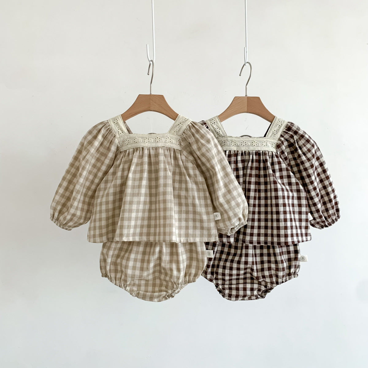 Baby Girl Fall Long Sleeve Plaid Top Bummies 2PC