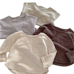 0-5 Years Old Unisex Solid Color Cotton T-shirt
