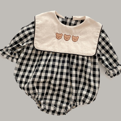 Newborn Bear Embroidered Baby Boy Girl Rompers