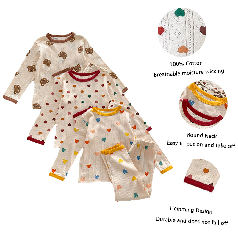 Pyjama à manches longues en coton pour tout-petit garçon et fille, vêtements de nuit