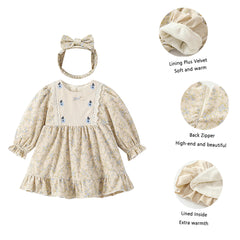 Winter Toddler Girl Clothes Long Sleeve Girls Floral Dresses