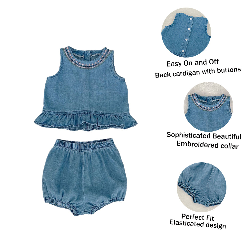 Ensemble pour enfants pour fille, costume 2 pièces en jean