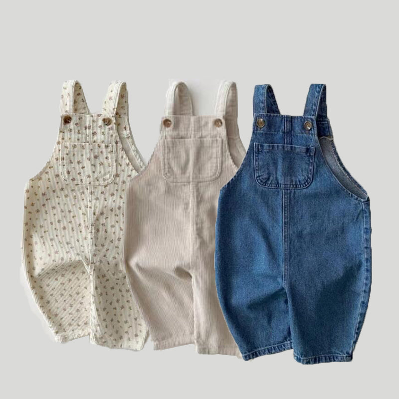 Salopette en Denim à fleurs pour nourrissons et tout-petits, jolie salopette de sport décontractée pour bébé, LP006