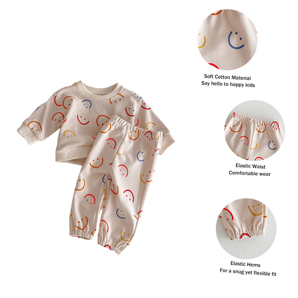 Cute Smiling Children's Sweatshirt Pants Sets