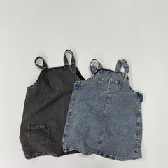 Holiday Dress For Girls Denim Suspender Skirt