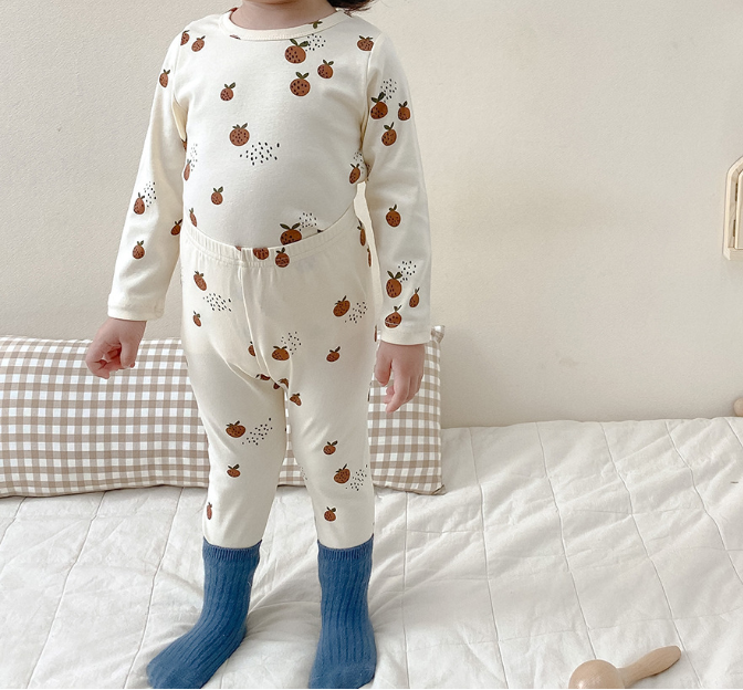 Pyjamas à imprimé fruits pour enfants, ensembles de vêtements de nuit d'hiver