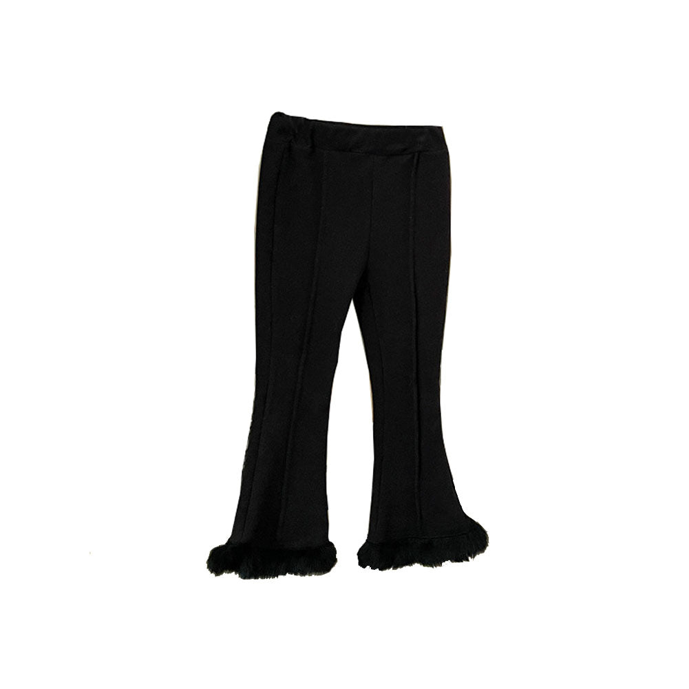 Vêtements pour filles Pantalon noir avec bas en fourrure