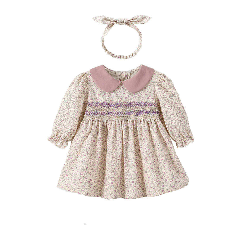 Robes longues en coton fleuri pour filles, vêtements pour filles avec bandeau