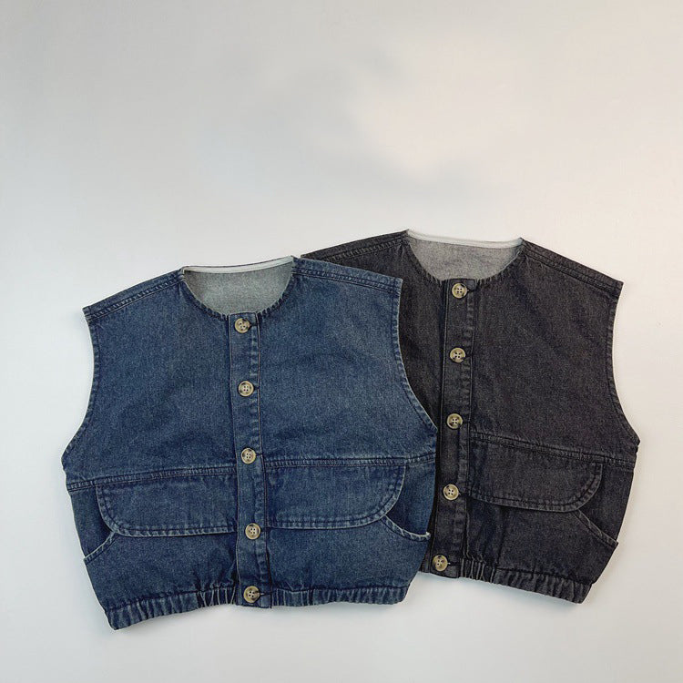 Children's Vest Girls Boys Denim Spring Vest