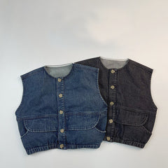 Gilet pour enfants filles garçons Denim printemps gilet