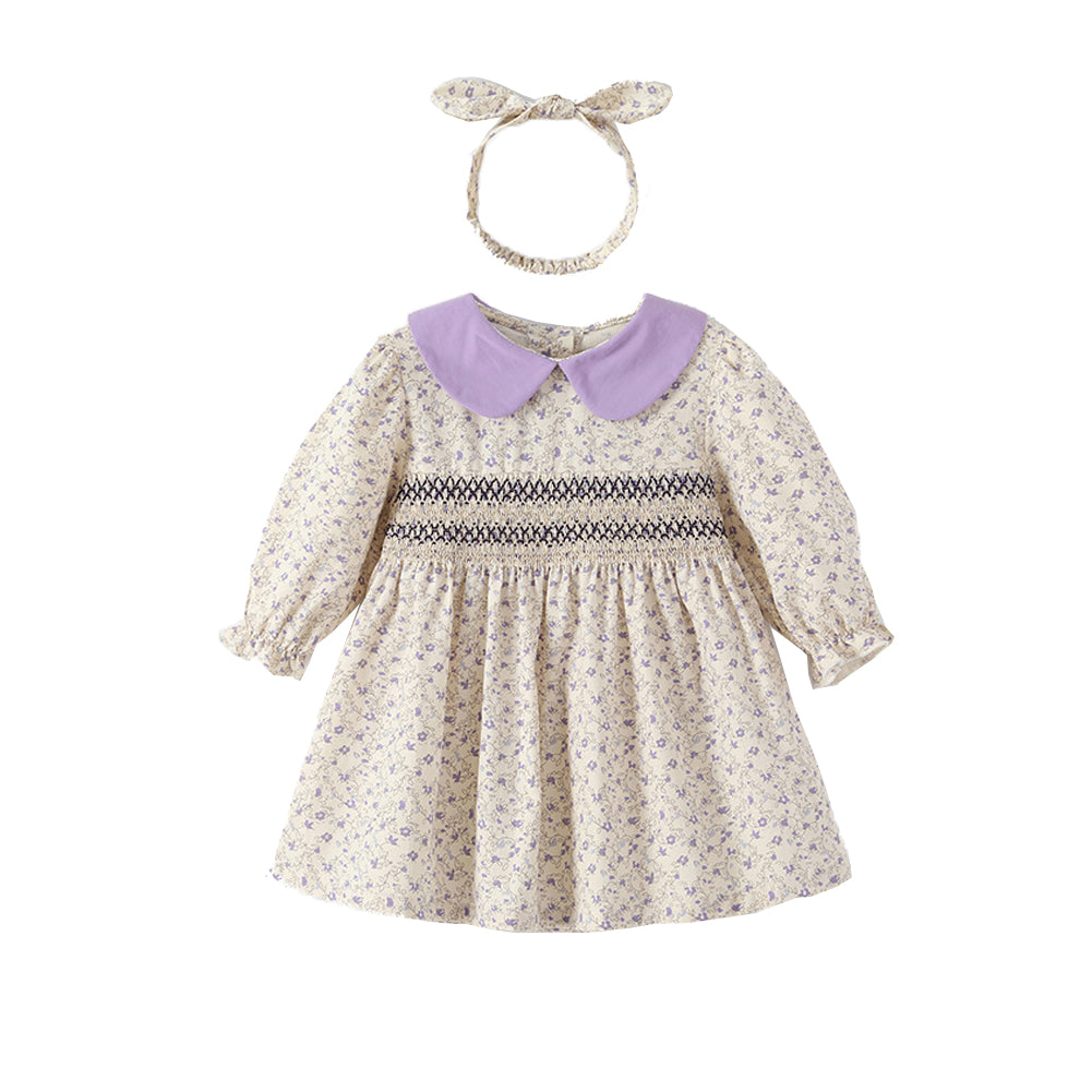 Robes longues en coton fleuri pour filles, vêtements pour filles avec bandeau