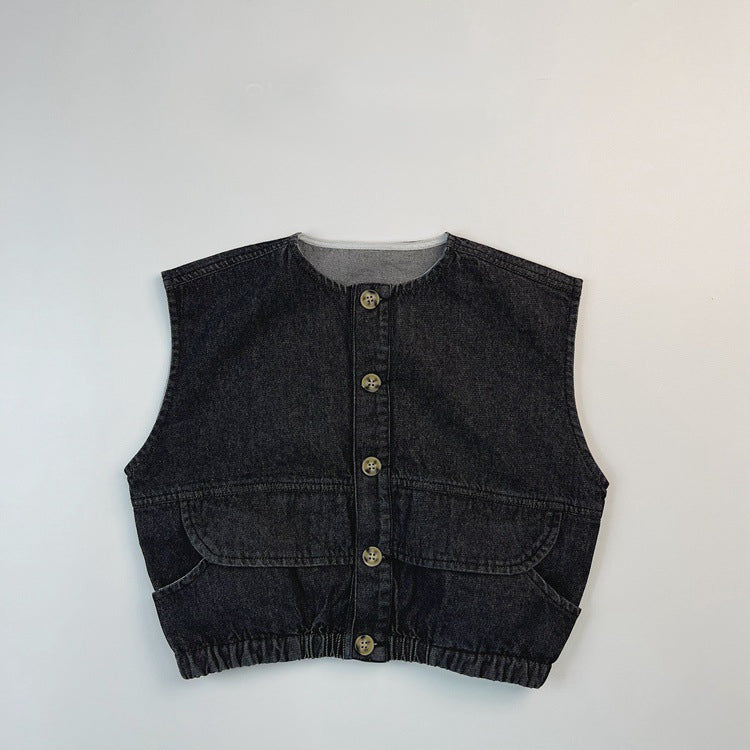 Gilet pour enfants filles garçons Denim printemps gilet