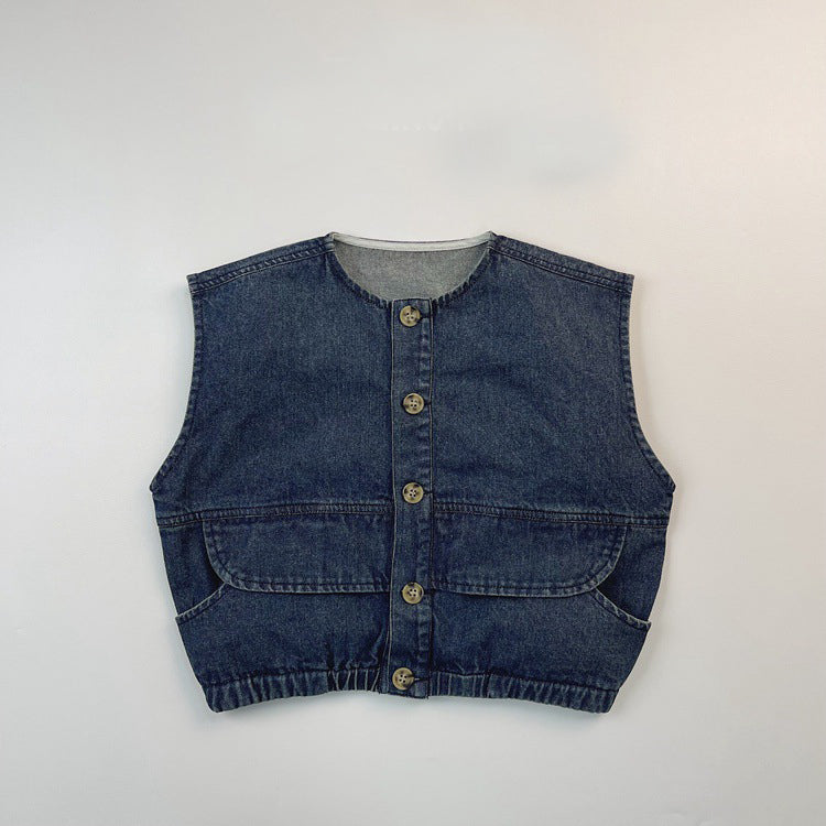 Gilet pour enfants filles garçons Denim printemps gilet