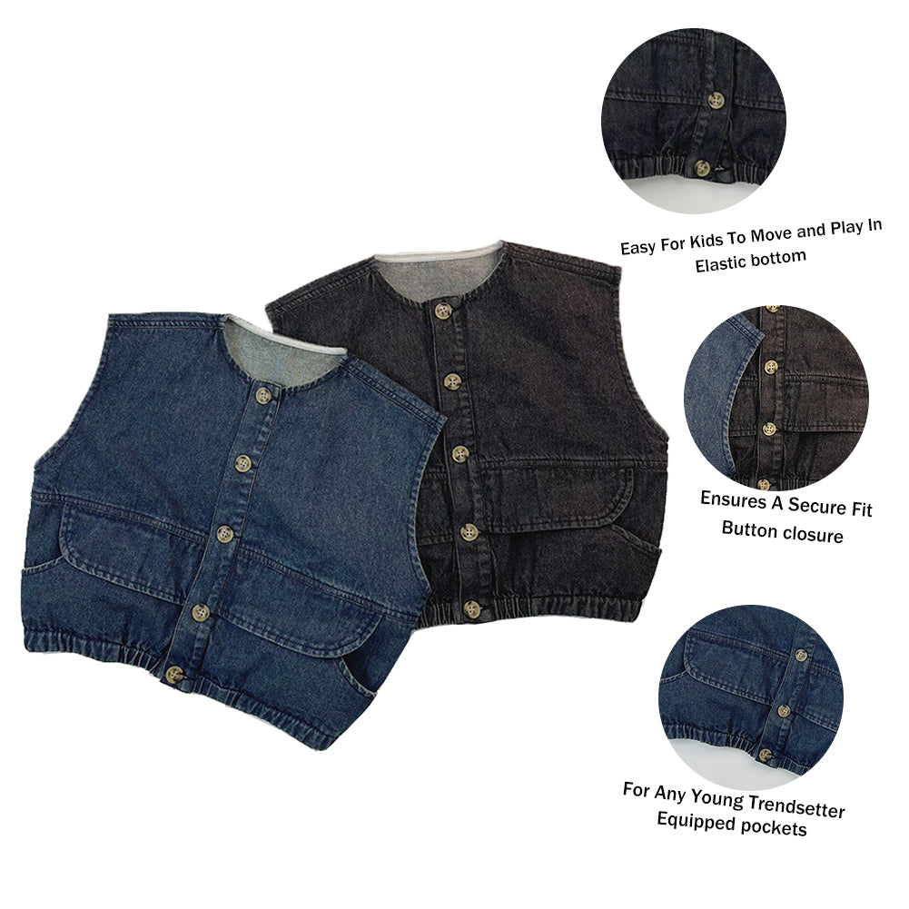 Children's Vest Girls Boys Denim Spring Vest