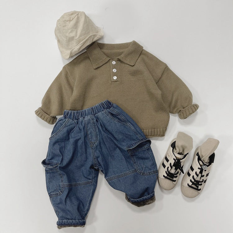 Cardigan en tricot pour enfants, pull fin de printemps