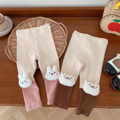 0 to 3 Years Ankle Length Girls Doll Color Matching Leggings