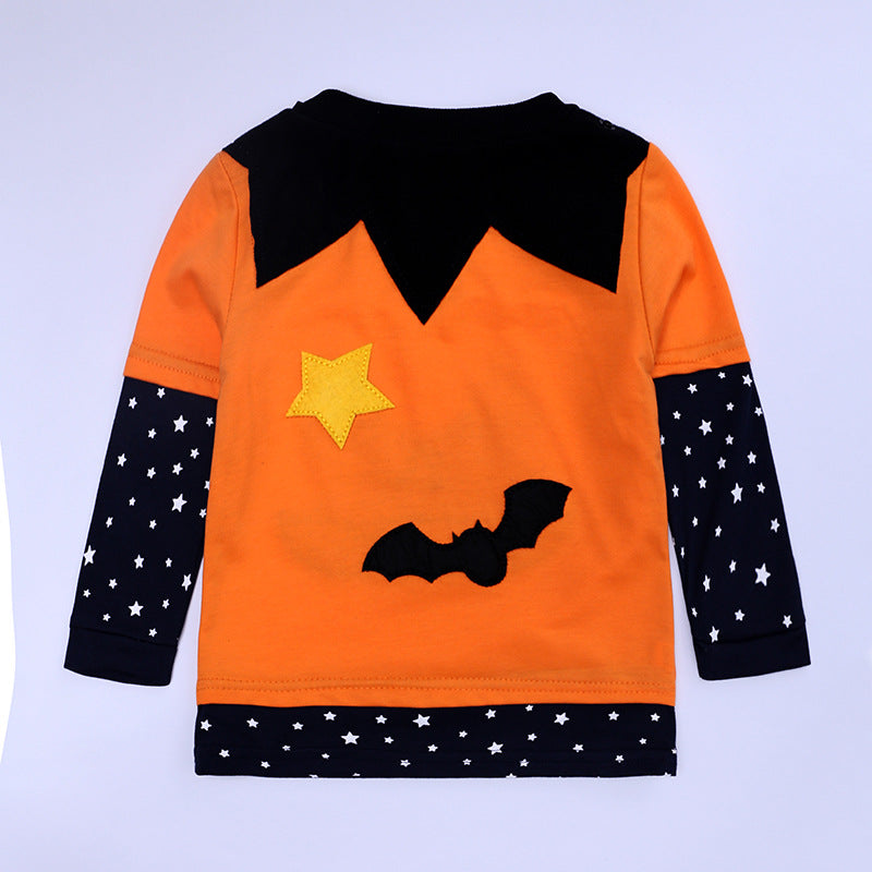 Children's Halloween Pumpkin Set Baby Long Sleeve Pants Hat Cape Costume