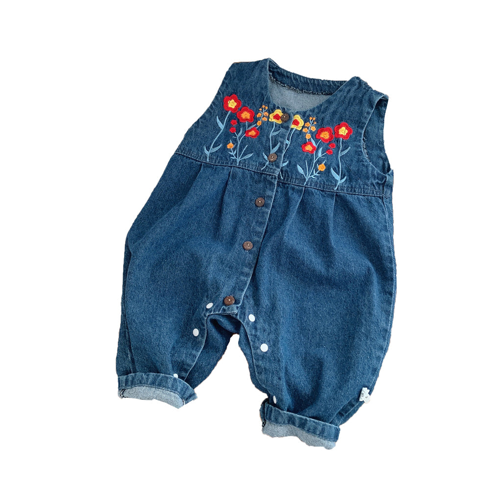 Baby Girl All In One Denim Jumpsuit