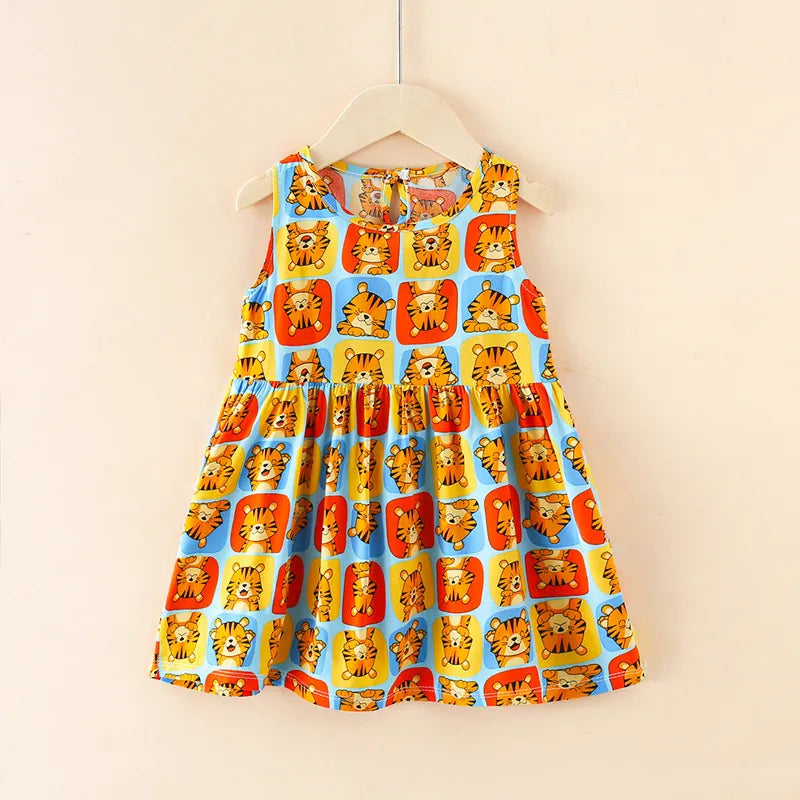 Baby Girl Cartoon Animal Print Tank Sleeveless Dress