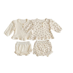 Ensembles 2 pièces Bummies fleuris en coton pour bébé fille