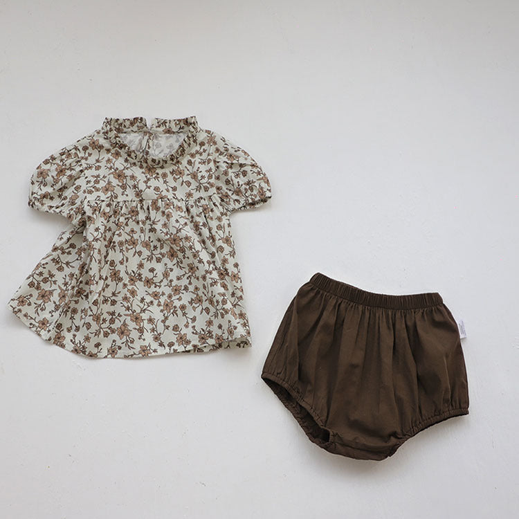 Baby Girls Floral Tops Bummies 2-Piece Set