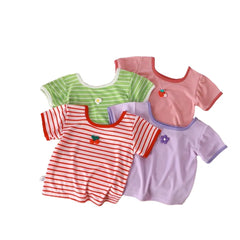 Baby Girls Square Neck Short Sleeve T-Shirt