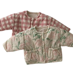 Manteau rembourré à fleurs et carreaux pour bébé