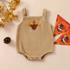 Baby Sleeveless Thanksgiving Turkey Corduroy Romper