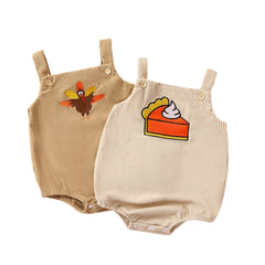 Baby Sleeveless Thanksgiving Turkey Corduroy Romper