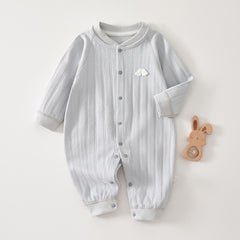Baby Boy Girl Crewneck Cotton Blue Romper Fall Bodysuit 
