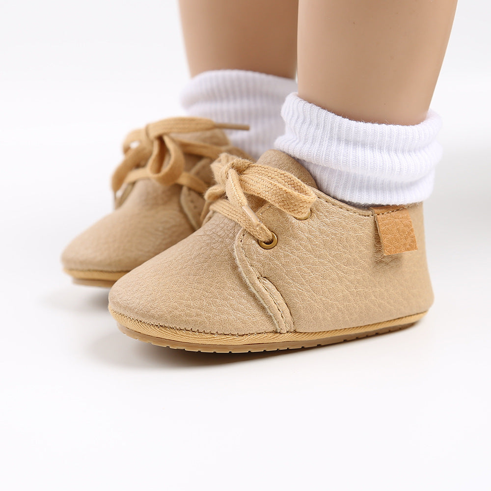 Baby Boys Girls Oxford Shoes PU Leather Soft Infant Cream Walking Shoes