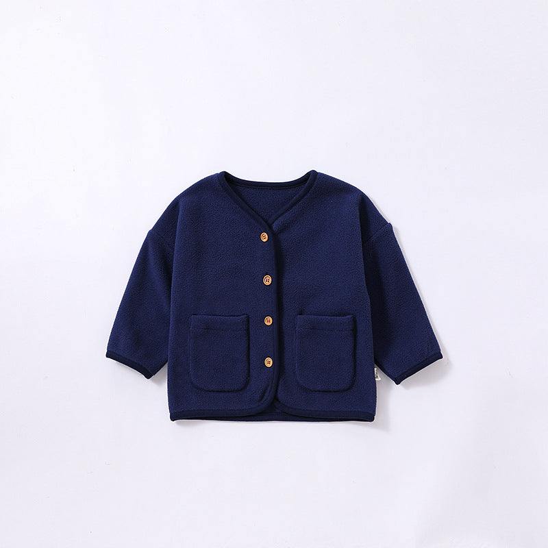 Baby Fall Jacket Sherpa Fleece Top Blue Coat