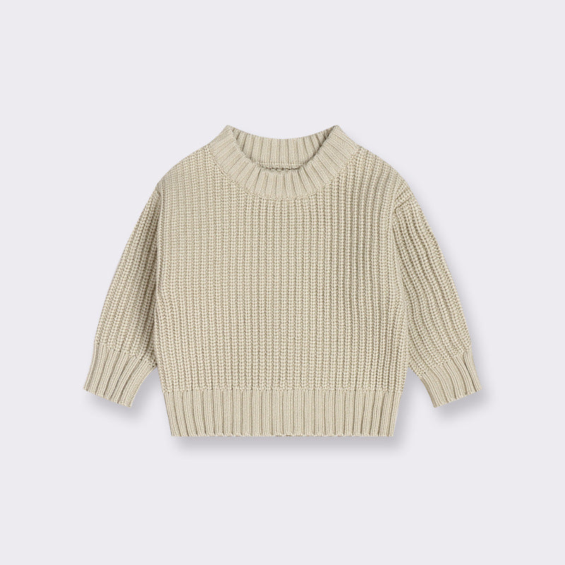 Baby Girl Boy Knit Sweater Blouse Pullover Cream Sweatshirt For Toddler Kids Top