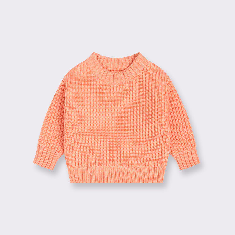 Baby Girl Boy Knit Sweater Blouse Pullover Orange Sweatshirt For Toddler Kids Top