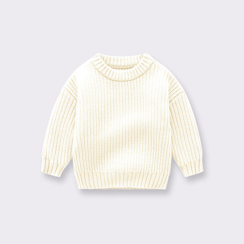 Baby Girl Boy Knit Sweater Blouse Pullover White Sweatshirt For Toddler Kids Top