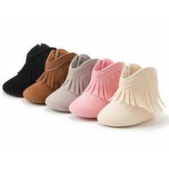 Baby Girls Cowboy Tassel Boots Side Zipper Soft Bottom Non-Slip Shoe