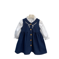 Baby Girls Toddler 2 Piece Denim Overall Dress Sets