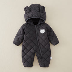 Baby Newborn Black Jumpsuit Hooded Thicken Winter  Outwear Snowsuit
