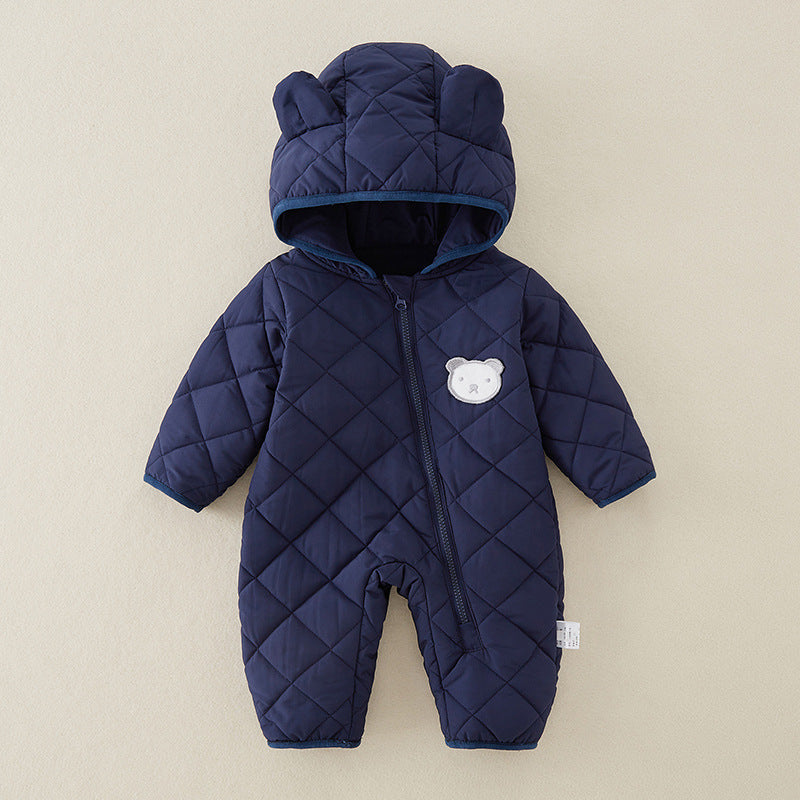 Baby Newborn Blue Jumpsuit Hooded Thicken Winter  Outwear Snowsuit