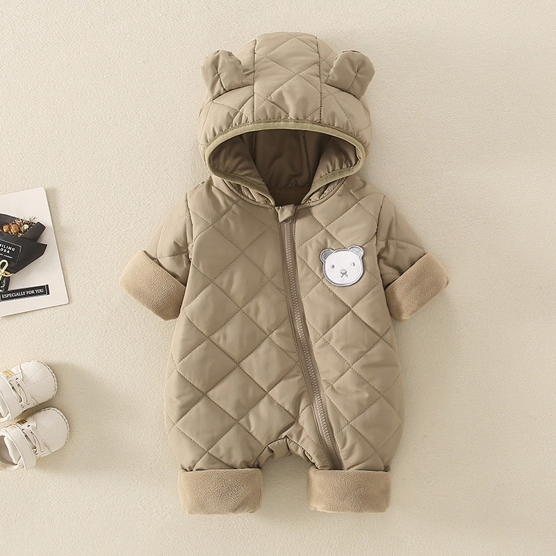 Baby Newborn Green Jumpsuit Hooded Thicken Winter  Outwear Snowsuit