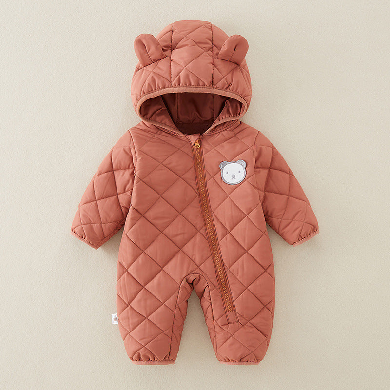 Baby Newborn Orange Jumpsuit Hooded Thicken Winter  Outwear Snowsuit