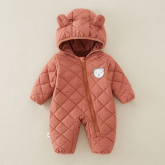 Baby Newborn Orange Jumpsuit Hooded Thicken Winter  Outwear Snowsuit