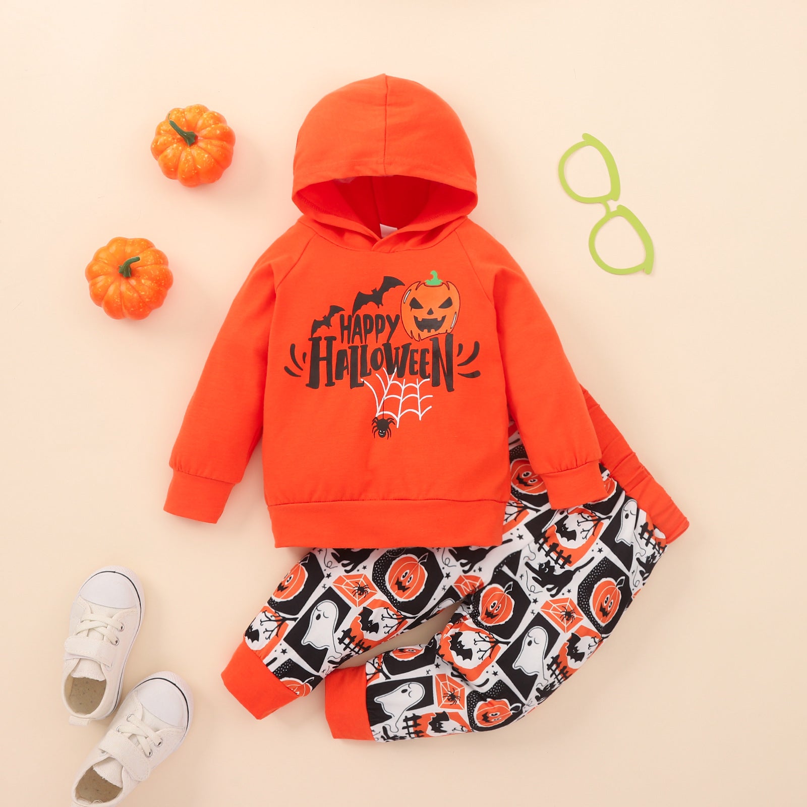 Boy's Halloween Style Outfit Ghost Pumpkin Hoodie Outfits