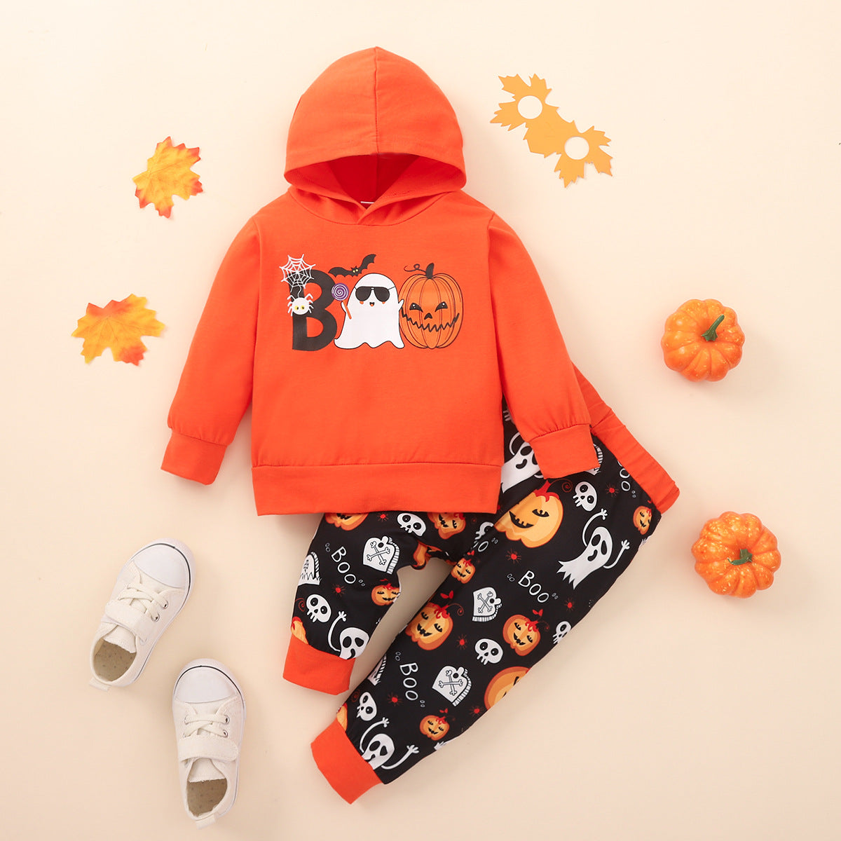 Boy's Halloween Style Outfit Ghost Pumpkin Hoodie Outfits