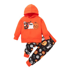 Boy's Halloween Style Outfit Ghost Pumpkin Hoodie Outfits