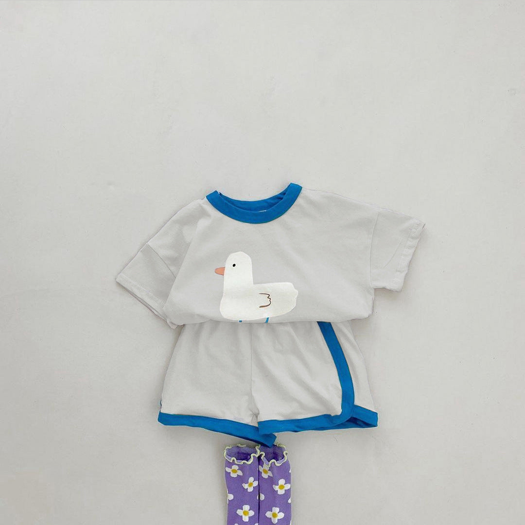 Boys Girls Cartoon Duckling Summer Suit