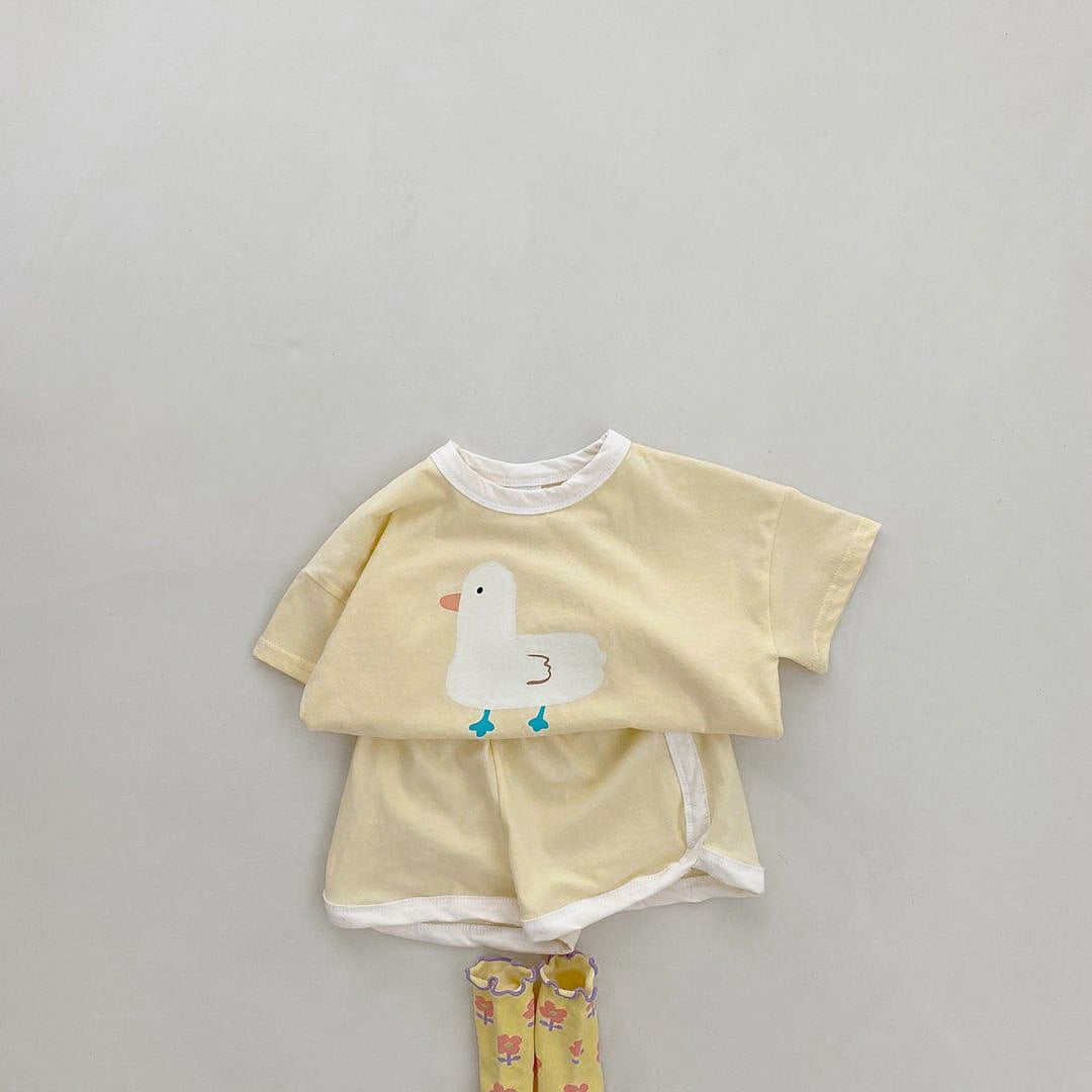 Boys Girls Cartoon Duckling Summer Suit