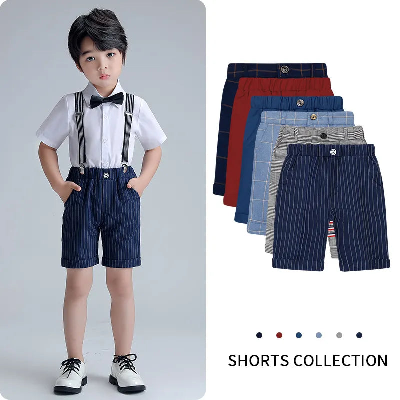 Boys Gentleman Suit Pants Casual Shorts Overalls