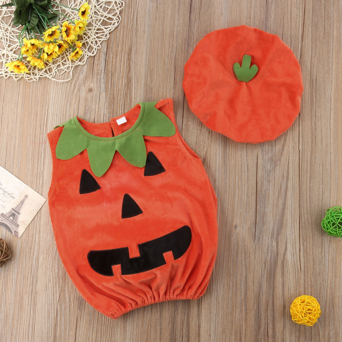 Boys Girls Infant Baby Halloween Pumpkin Costume Cute Costume 2-piece set