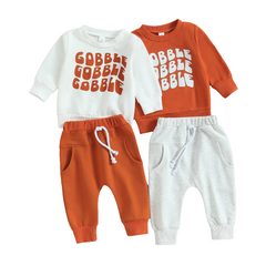 Boys Gobble Letter Print Outfits Sets